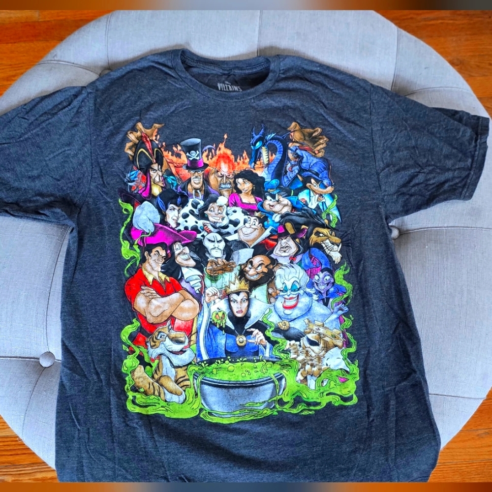Disney Charcoal Tee with Colorful Villains